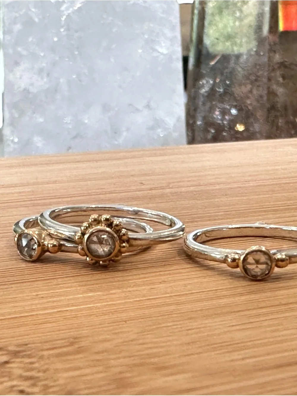 Kate Maller - Rose Cut Diamond Staking Ring | Sterling Silver and 14K | 4.5